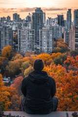 Wall Mural - Autumn in the City: A Vibrant Panoramic View