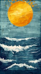 Wall Mural - sun and sea illustration poster background