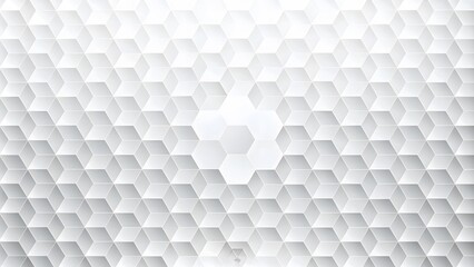 Poster - White 3D Hexagons Hight Technology Minimalist Abstract Modern Background. Sci-Fi Tech Hexagonal Blocks Structure Conceptual Light Wallpaper In Ultra Definition. Clear Blank Subtle Textured Banner 