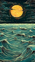 Wall Mural - sun and sea illustration poster background