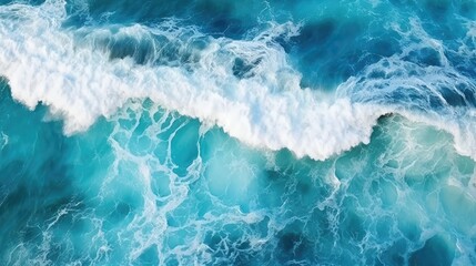 aerial top view background photo of ocean sea water white wave splashing in the deep sea