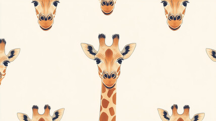 seamless vector pattern featuring giraffe heads 