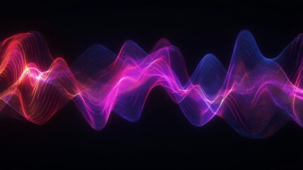 Leinwandbilder - An abstract digital waveform with bright neon colors, set against a black backdrop, symbolizing electricity and modern communication