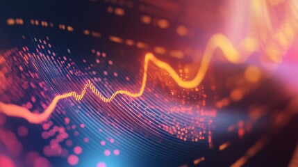 Poster - An abstract financial graph with dynamic curves and gradients, illustrating market trends and economic data in a visually engaging way.