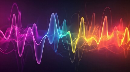 Poster - An abstract representation of an ECG waveform with vibrant colors and smooth lines, set against a dark background for contrast.