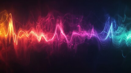 Poster - An abstract representation of an ECG waveform with vibrant colors and smooth lines, set against a dark background for contrast.