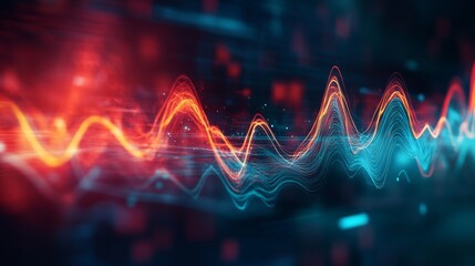 Poster - An abstract representation of heart rate waves with a digital effect, illustrating the concept of cardiovascular health and monitoring technology.