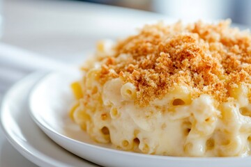 Canvas Print - Close-up of Macaroni and Cheese with Crunchy Topping