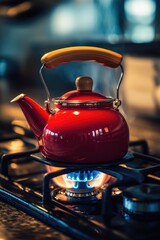 Sticker - Red Tea Kettle on Burner