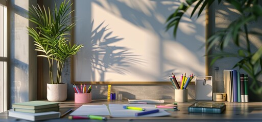 Wall Mural - Desk with Window Light