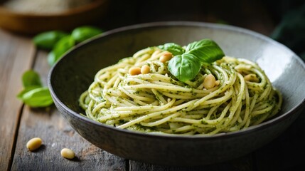 Wall Mural - Delicious Pasta with Pesto Sauce