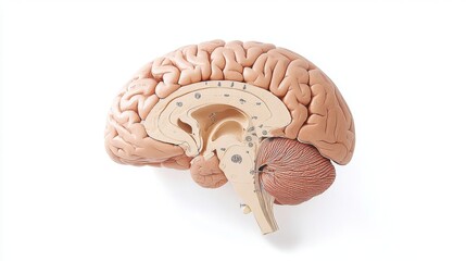Poster - An educational diagram of the human brain with major parts and functions labeled, set against a simple white background for clear, informative presentation.