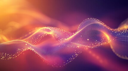 Leinwandbilder - An electric wave visualization with pulsating lines and light particles, set against a gradient background, symbolizing energy flow and frequency.