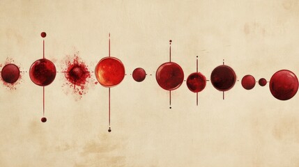 Wall Mural - Red Circles on a Beige Canvas: An Abstract Composition