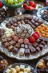 Canvas Print - Assorted Chocolates and Fruit Platter