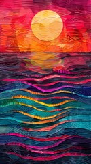 Wall Mural - a spectacular sunset with amazing colors illustration poster background