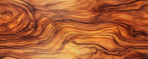 Wall Mural - Polished teak burl with rich, golden tones and smooth grain, perfect for luxury yacht interiors, luxury wood texture, nautical luxury