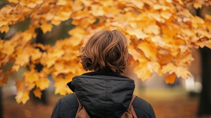 Wall Mural - Autumn Serenity: A Tranquil Moment Amidst the Falling Leaves