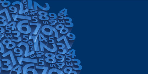 Poster - a dark blue background featuring a tight group of various three dimensional number shapes and copysp