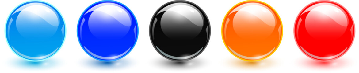 Aufkleber - Multicolored glass balls, 3D shiny spheres collection.