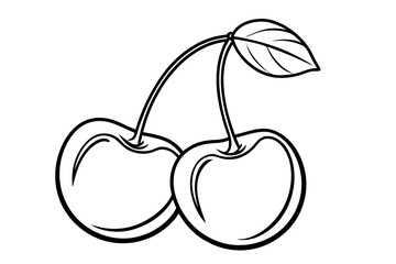 Cherry with leaf line art 