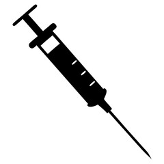 medical syringe vector icon silhouette. Vaccine or injection icon. Syringe with needle, vector illustration isolated on transparent background