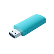 © Nawarit - A blue USB flash drive isolated on a white background, perfect for illustrating data storage and technology concepts.