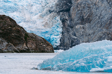 Wall Mural - Details of sawyer glacier at the head of Tracy Arm fjord in Alaska near Juneau during summer 