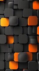 Poster - A black and orange square patterned wallpaper