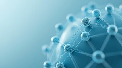 Poster - abstract network connection blue sphere 3d render