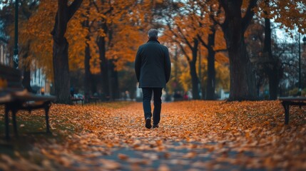 Sticker - Autumn Solitude: A Serene Walk Through the Vibrant Foliage