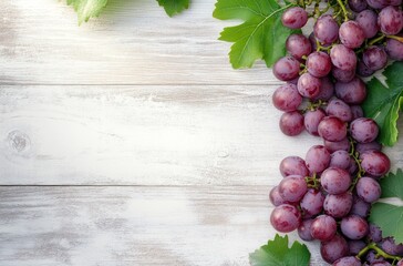 Wall Mural - Grapes on White Wooden Table