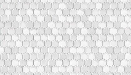 Poster - Honeycomb patterned wood panels in hexagonal shape, wood, background, and abstract brown pattern. A white marble wall with hexagon tiles for texture and an Abstract white hexagon concept background.