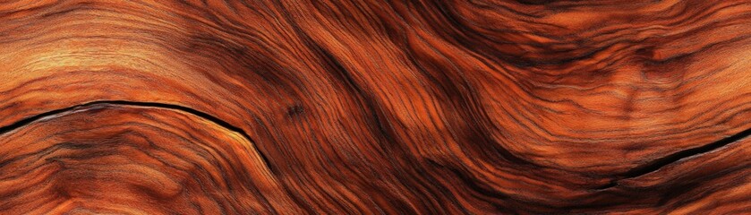 Poster - Close-up of polished wood texture showcasing rich, natural grain patterns. Ideal for backgrounds, design elements, or woodworking projects.