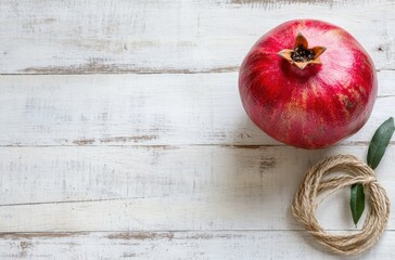 Canvas Print - Pomegranate on Rustic White Wooden Surface