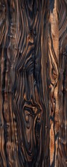 Canvas Print - Close-up of richly textured and patterned dark wood surface, showcasing the natural grain and unique beauty of burnt wood finish.