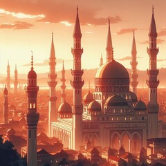 Wall Mural - Evening Adhan at Sunset