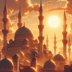 Wall Mural - Sunset Prayers at the Mosque