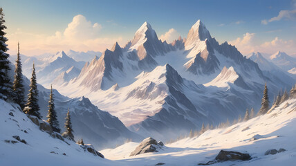 Wall Mural - landscape in the mountains, ai generated