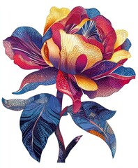 Wall Mural - A vibrant, stylized illustration of a rose with intricate patterns and colors.