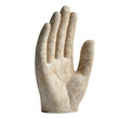 © kanoktuch - Rustic stone hand sculpture with a natural rough texture, depicting an open palm. The sculpture emphasizes earthy tones and handcrafted detail. Isolated on transparent background, png.