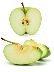 Wall Mural - Green apple on white background