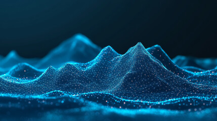 Poster - big data concept illustrated as an abstract digital mountain range with glowing light dots. this fut