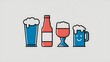 © Kartik - Beer blue and red four color minimal icon set