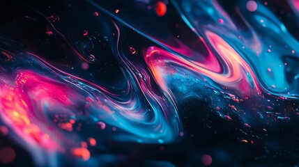 Poster - Colorful abstract swirls of blue, pink, and orange in a dark setting