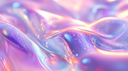 Sticker - Colorful abstract waves with shimmering textures in a soft light background