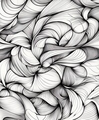 Canvas Print - Abstract black and white swirling lines creating a dynamic, flowing pattern.