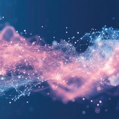 Poster - Abstract digital background featuring flowing particles and luminous connections, perfect for technology or science themes.
