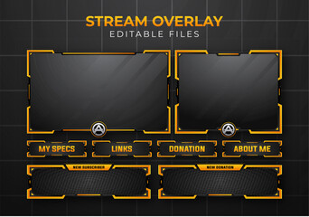 Aufkleber - Editable Twitch Stream Overlay Template, Black and Gold Design