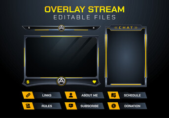 Aufkleber - Editable Twitch Stream Overlay Template with Black & Yellow Design
